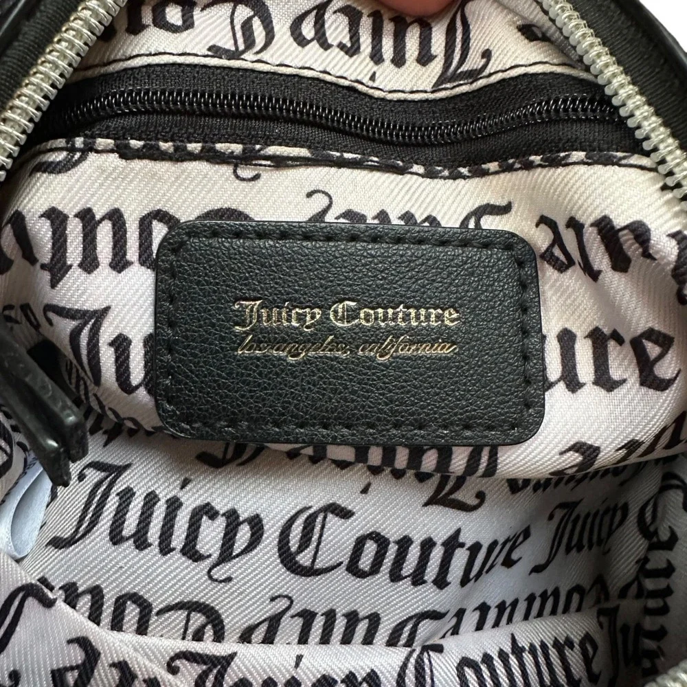 Juicy Couture Satchel Women OS Black Rhinestone Logo Monogram Y2K Crossbody Bag